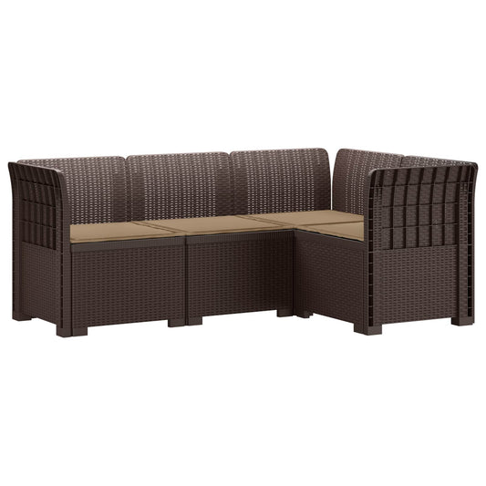 4-Seater Garden Sofa with Cushions Rattan Look PP Brown 4-Seater Garden Sofa with Cushions Rattan Look PP Brown