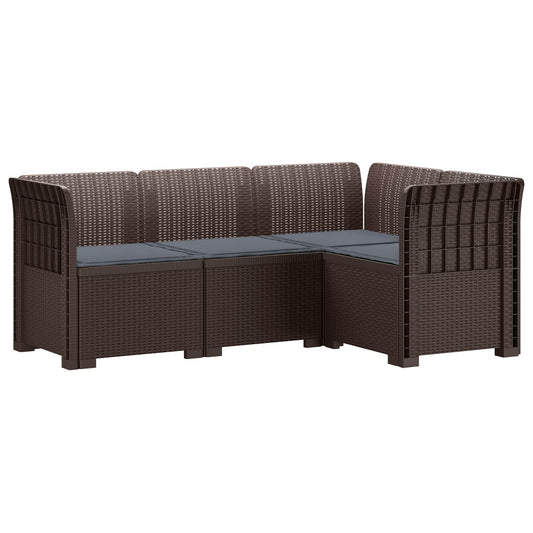 4-Seater Garden Sofa with Cushions Rattan Look PP Brown 4-Seater Garden Sofa with Cushions Rattan Look PP Brown