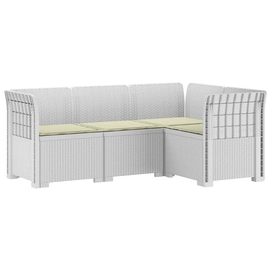 4-Seater Garden Sofa with Cushions Rattan Look PP White 4-Seater Garden Sofa with Cushions Rattan Look PP White