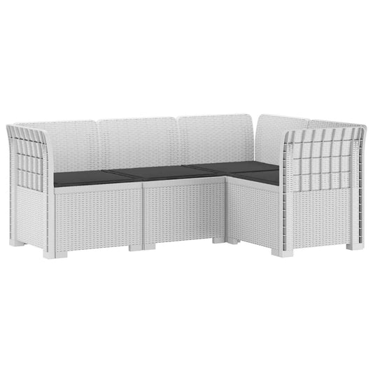 4-Seater Garden Sofa with Cushions Rattan Look PP White 4-Seater Garden Sofa with Cushions Rattan Look PP White