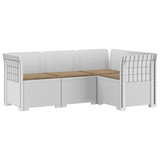 4-Seater Garden Sofa with Cushions Rattan Look PP White 4-Seater Garden Sofa with Cushions Rattan Look PP White