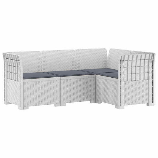 4-Seater Garden Sofa with Cushions Rattan Look PP White 4-Seater Garden Sofa with Cushions Rattan Look PP White