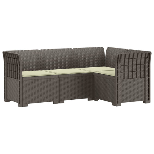 4-Seater Garden Sofa with Cushions Rattan Look PP Light Grey 4-Seater Garden Sofa with Cushions Rattan Look PP Light Grey