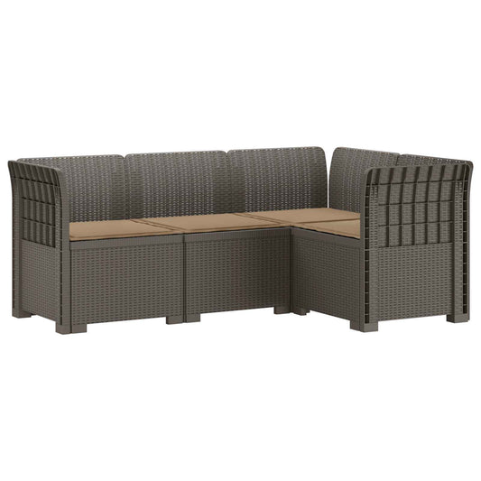 4-Seater Garden Sofa with Cushions Rattan Look PP Light Grey 4-Seater Garden Sofa with Cushions Rattan Look PP Light Grey