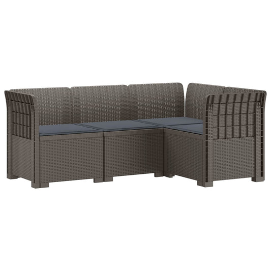 4-Seater Garden Sofa with Cushions Rattan Look PP Light Grey 4-Seater Garden Sofa with Cushions Rattan Look PP Light Grey