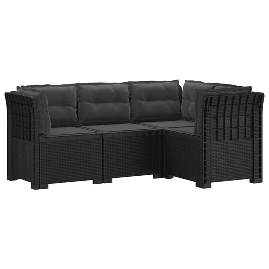 4-Seater Garden Sofa with Cushions Rattan Look PP Anthracite 4-Seater Garden Sofa with Cushions Rattan Look PP Anthracite