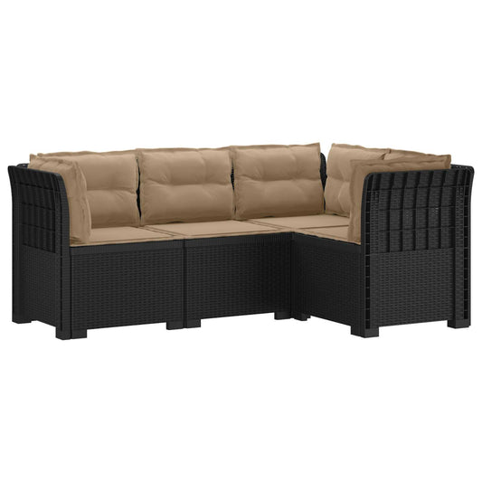4-Seater Garden Sofa with Cushions Rattan Look PP Anthracite 4-Seater Garden Sofa with Cushions Rattan Look PP Anthracite