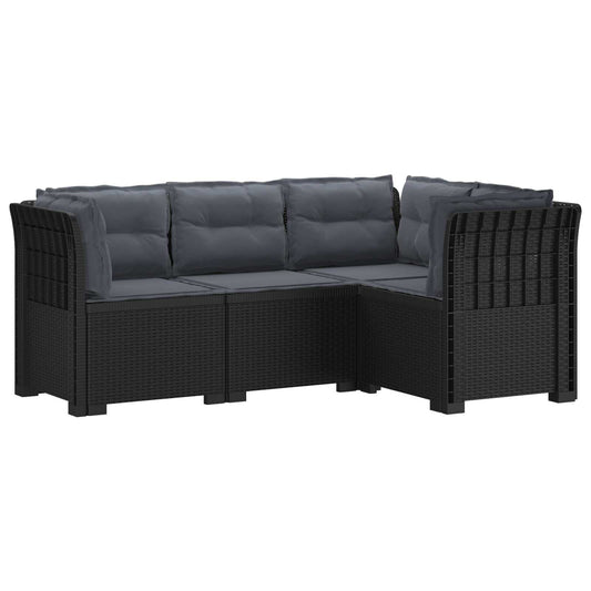 4-Seater Garden Sofa with Cushions Rattan Look PP Anthracite 4-Seater Garden Sofa with Cushions Rattan Look PP Anthracite