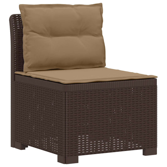 4-Seater Garden Sofa with Cushions Rattan Look PP Brown 4-Seater Garden Sofa with Cushions Rattan Look PP Brown