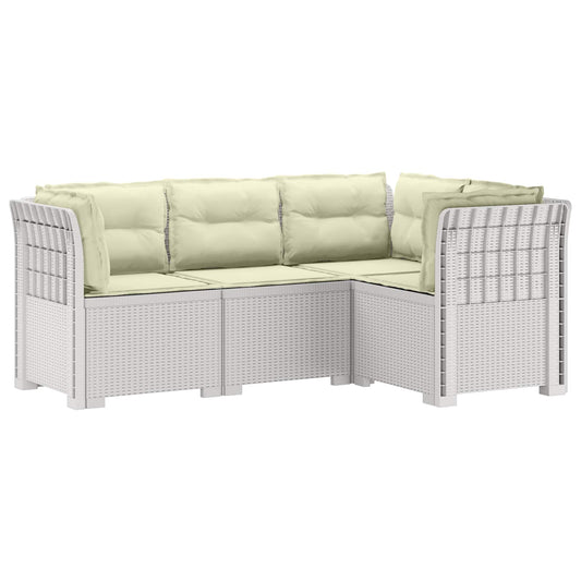 4-Seater Garden Sofa with Cushions Rattan Look PP White 4-Seater Garden Sofa with Cushions Rattan Look PP White
