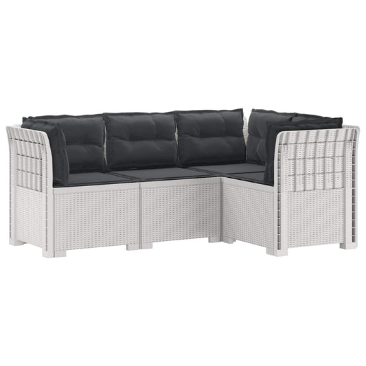 4-Seater Garden Sofa with Cushions Rattan Look PP White 4-Seater Garden Sofa with Cushions Rattan Look PP White
