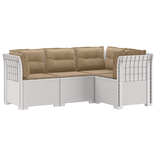 4-Seater Garden Sofa with Cushions Rattan Look PP White 4-Seater Garden Sofa with Cushions Rattan Look PP White