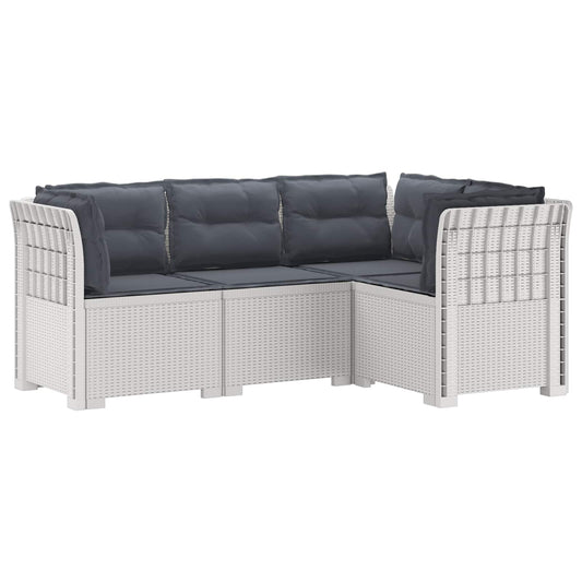 4-Seater Garden Sofa with Cushions Rattan Look PP White 4-Seater Garden Sofa with Cushions Rattan Look PP White