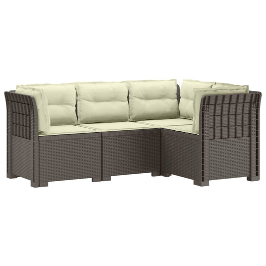 4-Seater Garden Sofa with Cushions Rattan Look PP Light Grey 4-Seater Garden Sofa with Cushions Rattan Look PP Light Grey