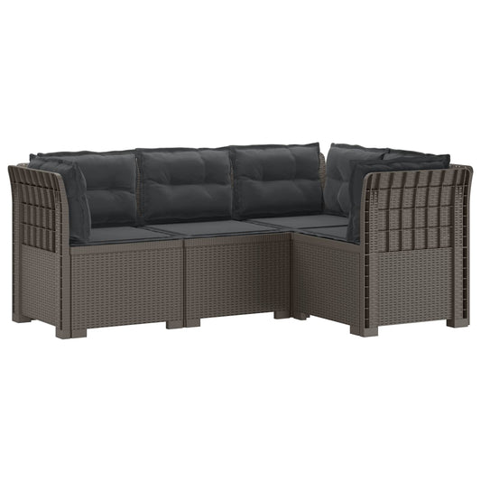 4-Seater Garden Sofa with Cushions Rattan Look PP Light Grey 4-Seater Garden Sofa with Cushions Rattan Look PP Light Grey