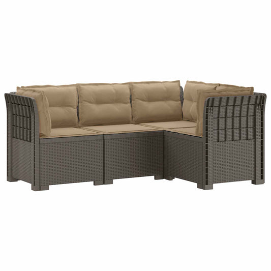 4-Seater Garden Sofa with Cushions Rattan Look PP Light Grey 4-Seater Garden Sofa with Cushions Rattan Look PP Light Grey
