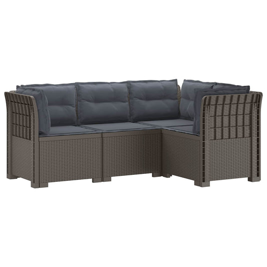 4-Seater Garden Sofa with Cushions Rattan Look PP Light Grey 4-Seater Garden Sofa with Cushions Rattan Look PP Light Grey