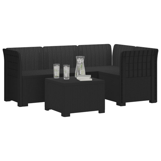 4-Seater Garden Sofa Rattan Look PP Anthracite 4-Seater Garden Sofa Rattan Look PP Anthracite