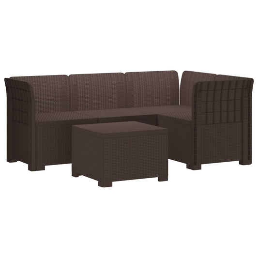 4-Seater Garden Sofa Rattan Look PP Brown 4-Seater Garden Sofa Rattan Look PP Brown
