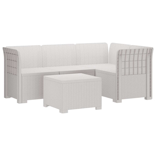 4-Seater Garden Sofa Rattan Look PP White 4-Seater Garden Sofa Rattan Look PP White