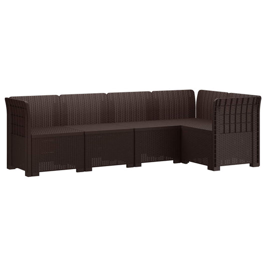 5-Seater Garden Sofa Rattan Look PP Brown 5-Seater Garden Sofa Rattan Look PP Brown