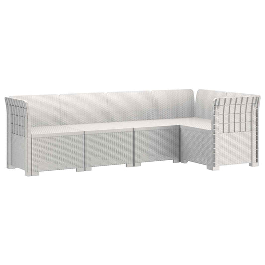 5-Seater Garden Sofa Rattan Look PP White 5-Seater Garden Sofa Rattan Look PP White