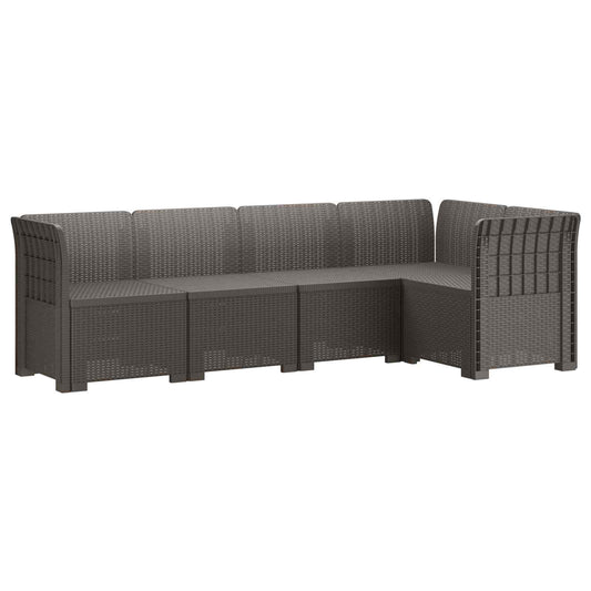 5-Seater Garden Sofa Rattan Look PP Light Grey 5-Seater Garden Sofa Rattan Look PP Light Grey