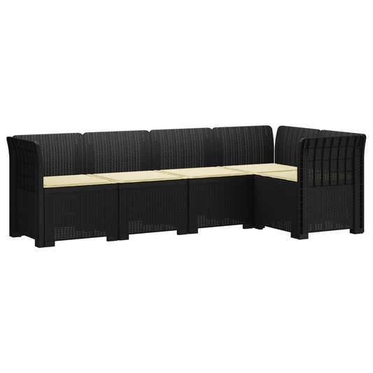 5-Seater Garden Sofa with Cushions Rattan Look PP Anthracite 5-Seater Garden Sofa with Cushions Rattan Look PP Anthracite