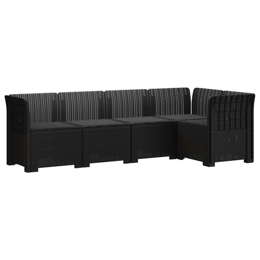 5-Seater Garden Sofa with Cushions Rattan Look PP Anthracite 5-Seater Garden Sofa with Cushions Rattan Look PP Anthracite