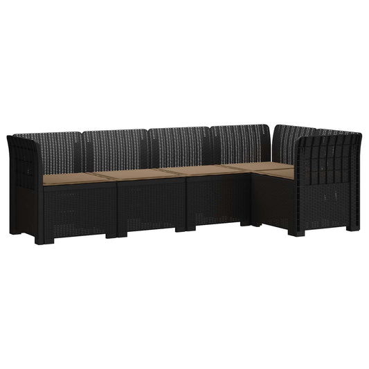 5-Seater Garden Sofa with Cushions Rattan Look PP Anthracite 5-Seater Garden Sofa with Cushions Rattan Look PP Anthracite