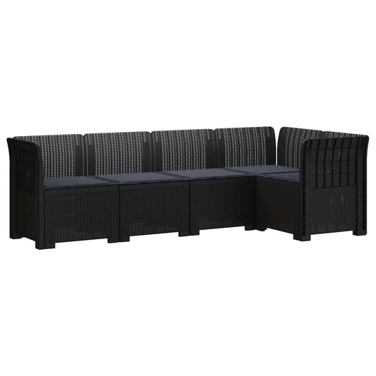 5-Seater Garden Sofa with Cushions Rattan Look PP Anthracite 5-Seater Garden Sofa with Cushions Rattan Look PP Anthracite