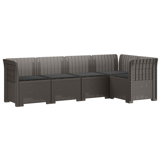 5-Seater Garden Sofa with Cushions Rattan Look PP Light Grey 5-Seater Garden Sofa with Cushions Rattan Look PP Light Grey