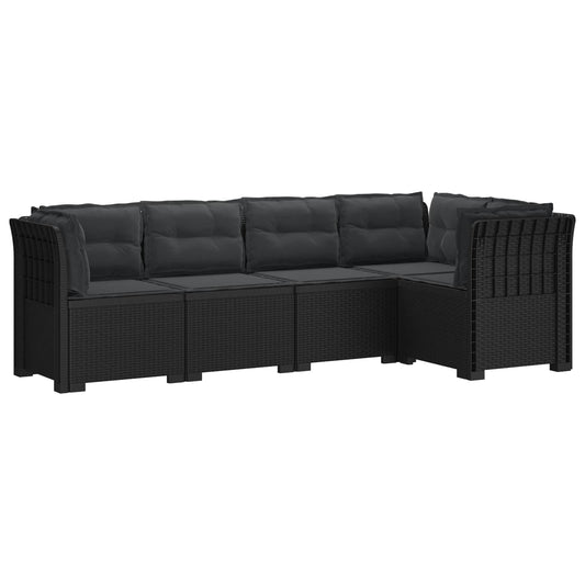 5-Seater Garden Sofa with Cushions Rattan Look PP Anthracite 5-Seater Garden Sofa with Cushions Rattan Look PP Anthracite