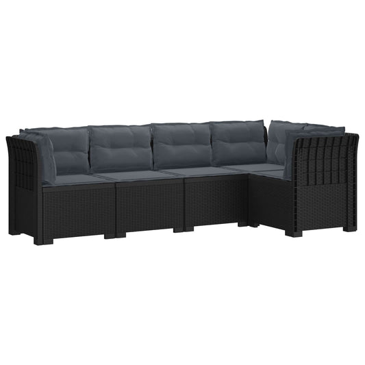 5-Seater Garden Sofa with Cushions Rattan Look PP Anthracite 5-Seater Garden Sofa with Cushions Rattan Look PP Anthracite