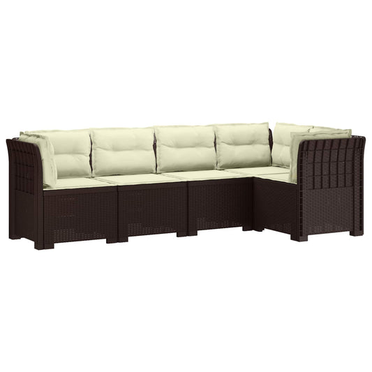 5-Seater Garden Sofa with Cushions Rattan Look PP Brown 5-Seater Garden Sofa with Cushions Rattan Look PP Brown