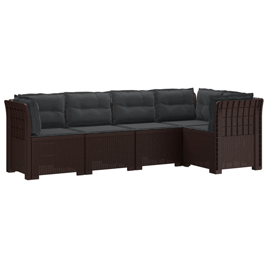 5-Seater Garden Sofa with Cushions Rattan Look PP Brown 5-Seater Garden Sofa with Cushions Rattan Look PP Brown