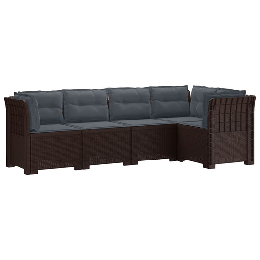 5-Seater Garden Sofa with Cushions Rattan Look PP Brown 5-Seater Garden Sofa with Cushions Rattan Look PP Brown