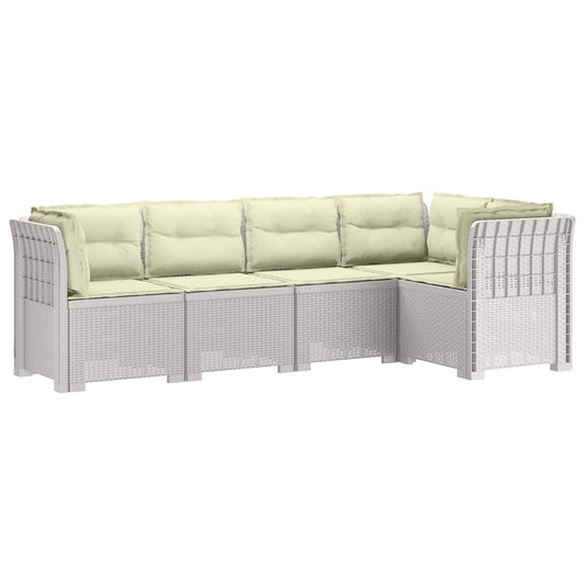 5-Seater Garden Sofa with Cushions Rattan Look PP White 5-Seater Garden Sofa with Cushions Rattan Look PP White