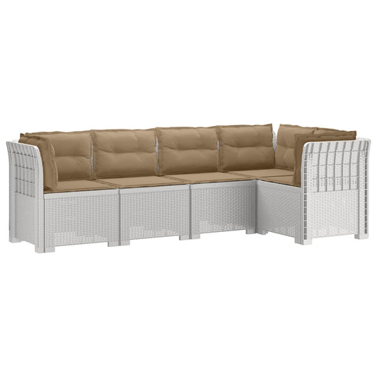 5-Seater Garden Sofa with Cushions Rattan Look PP White 5-Seater Garden Sofa with Cushions Rattan Look PP White