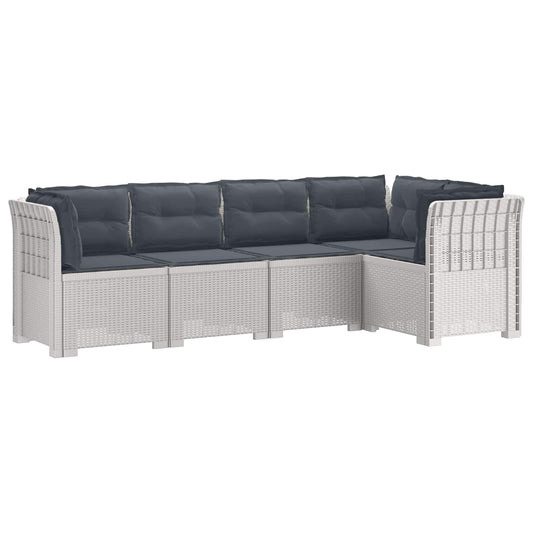 5-Seater Garden Sofa with Cushions Rattan Look PP White 5-Seater Garden Sofa with Cushions Rattan Look PP White