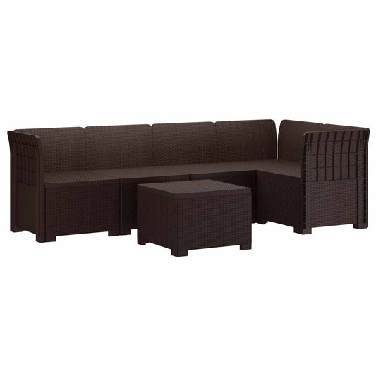 5-Seater Garden Sofa Rattan Look PP Brown 5-Seater Garden Sofa Rattan Look PP Brown