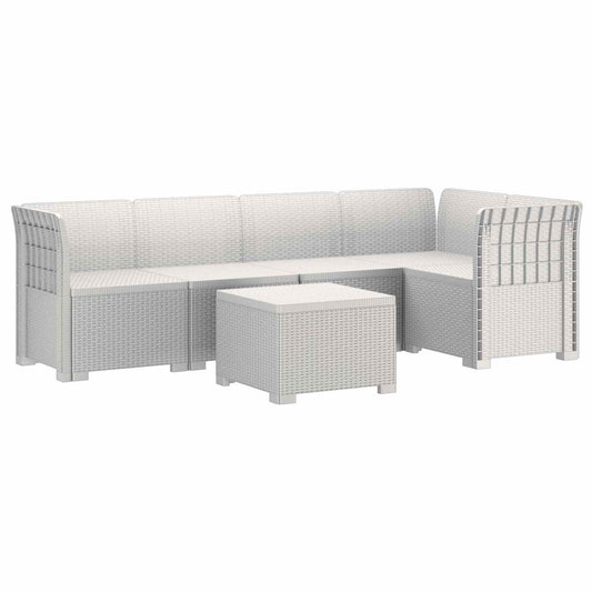 5-Seater Garden Sofa Rattan Look PP White 5-Seater Garden Sofa Rattan Look PP White