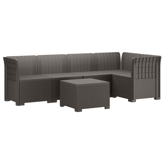 5-Seater Garden Sofa Rattan Look PP Light Grey 5-Seater Garden Sofa Rattan Look PP Light Grey
