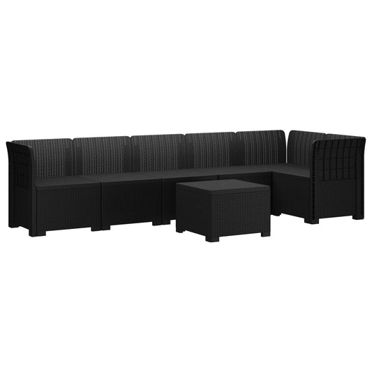 6-Seater Garden Sofa Rattan Look PP Anthracite 6-Seater Garden Sofa Rattan Look PP Anthracite