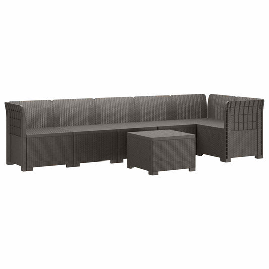 6-Seater Garden Sofa Rattan Look PP Light Grey 6-Seater Garden Sofa Rattan Look PP Light Grey