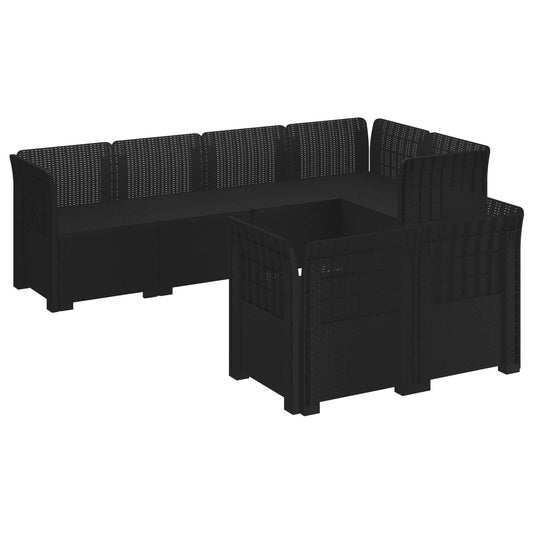 7-Seater Garden Sofa Rattan Look PP Anthracite 7-Seater Garden Sofa Rattan Look PP Anthracite