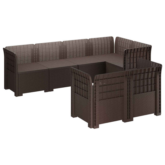 7-Seater Garden Sofa Rattan Look PP Brown 7-Seater Garden Sofa Rattan Look PP Brown