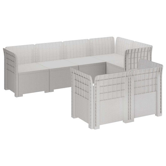 7-Seater Garden Sofa Rattan Look PP White 7-Seater Garden Sofa Rattan Look PP White