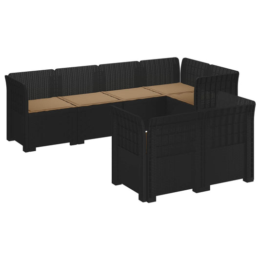 7-Seater Garden Sofa with Cushions Rattan Look PP Anthracite 7-Seater Garden Sofa with Cushions Rattan Look PP Anthracite
