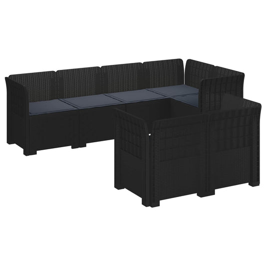 7-Seater Garden Sofa with Cushions Rattan Look PP Anthracite 7-Seater Garden Sofa with Cushions Rattan Look PP Anthracite